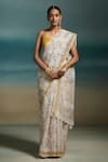 Buy_Dressfolk_Off White Organza Lavya Printed Saree With Unstitched Blouse Piece _at_Aza_Fashions
