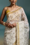 Dressfolk_Off White Organza Lavya Printed Saree With Unstitched Blouse Piece _at_Aza_Fashions