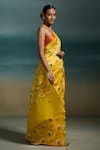 Dressfolk_Yellow Chanderi Harsya Printed Saree With Unstitched Blouse Piece _Online_at_Aza_Fashions