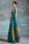 Buy_Dressfolk_Teal Organza Zari, Beads Sukanya Handwoven Saree With Unstitched Blouse Piece _Online_at_Aza_Fashions