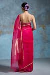 Shop_Dressfolk_Fuchsia Organza Zari Palasha Saree With Unstitched Blouse Piece _at_Aza_Fashions