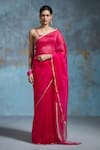 Buy_Dressfolk_Fuchsia Organza Zari Palasha Saree With Unstitched Blouse Piece _at_Aza_Fashions
