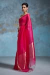 Shop_Dressfolk_Fuchsia Organza Zari Palasha Saree With Unstitched Blouse Piece _Online_at_Aza_Fashions