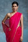 Dressfolk_Fuchsia Organza Zari Palasha Saree With Unstitched Blouse Piece _at_Aza_Fashions
