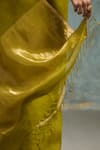 Buy_Dressfolk_Lime Organza Beads Ujjwala Saree With Unstitched Blouse Piece _Online_at_Aza_Fashions