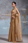Dressfolk Gold Organza Zari, Embroidery Arista Saree With Unstitched Blouse Piece at Aza Fashions Dressfolk_Gold Organza Zari, Embroidery Arista Saree With Unstitched Blouse Piece _at_Aza_Fashions