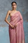 Dressfolk Pink Organza Zari Kriti Saree With Unstitched Blouse Piece at Aza Fashions Dressfolk_Pink Organza Zari Kriti Saree With Unstitched Blouse Piece _at_Aza_Fashions