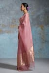 Buy Dressfolk Pink Organza Zari Kriti Saree With Unstitched Blouse Piece Buy_Dressfolk_Pink Organza Zari Kriti Saree With Unstitched Blouse Piece