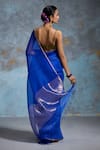 Shop_Dressfolk_Cobalt Organza Zari Utsavi Saree With Unstitched Blouse Piece _at_Aza_Fashions