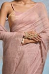 Dressfolk_Peach Tissue Tisya Saree With Unstitched Blouse Piece _at_Aza_Fashions