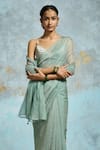 Buy_Dressfolk_Aqua Tissue Anvita Banarasi Saree With Unstitched Blouse Piece _Online_at_Aza_Fashions