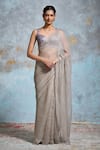 Buy_Dressfolk_Gray Tissue Beads Sanjana Saree With Unstitched Blouse Piece _at_Aza_Fashions
