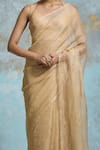 Dressfolk_Gold Tissue Yamini Saree With Unstitched Blouse Piece _Online_at_Aza_Fashions