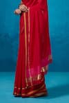 Dressfolk_Red Chanderi Zari Surkh Saree With Unstitched Blouse Piece _Online_at_Aza_Fashions