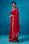 Buy_Dressfolk_Red Chanderi Zari Surkh Saree With Unstitched Blouse Piece 