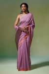 Buy_Dressfolk_Purple Chanderi Begum Saree With Unstitched Blouse Piece _at_Aza_Fashions