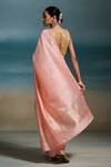 Shop_Dressfolk_Peach Chanderi Zari Dhriti Pre-draped Saree With Unstitched Blouse Piece_at_Aza_Fashions