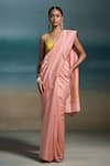 Buy_Dressfolk_Peach Chanderi Zari Dhriti Pre-draped Saree With Unstitched Blouse Piece_Online_at_Aza_Fashions