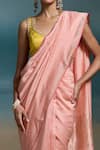 Shop_Dressfolk_Peach Chanderi Zari Dhriti Pre-draped Saree With Unstitched Blouse Piece_Online_at_Aza_Fashions
