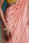 Shop_Dressfolk_Peach Chanderi Zari Dhriti Pre-draped Saree With Unstitched Blouse Piece