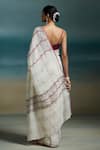 Shop_Dressfolk_White Handloom Cotton, Linen Zari Tuhina Saree With Unstitched Blouse Piece _at_Aza_Fashions