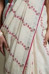 Shop_Dressfolk_White Handloom Cotton, Linen Zari Tuhina Saree With Unstitched Blouse Piece 