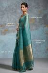 Buy_Dressfolk_Teal Organza Zari Sukanya Pre-draped Saree With Unstitched Blouse Piece_Online_at_Aza_Fashions