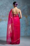 Shop_Dressfolk_Fuchsia Organza Zari Palasha Pre-draped Saree With Unstitched Blouse Piece_at_Aza_Fashions
