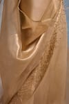 Dressfolk Gold Organza Zari Arista Pre-draped Saree With Unstitched Blouse Piece Online at Aza Fashions Dressfolk_Gold Organza Zari Arista Pre-draped Saree With Unstitched Blouse Piece_Online_at_Aza_Fashions