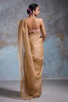 Shop Dressfolk Gold Organza Zari Arista Pre-draped Saree With Unstitched Blouse Piece at Aza Fashions Shop_Dressfolk_Gold Organza Zari Arista Pre-draped Saree With Unstitched Blouse Piece_at_Aza_Fashions