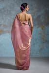 Shop_Dressfolk_Pink Organza Zari Kriti Pre-draped Saree With Unstitched Blouse Piece_at_Aza_Fashions