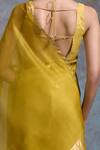 Dressfolk Yellow Organza Zari Vaishali Pre-draped Saree With Unstitched Blouse Piece Online at Aza Fashions Dressfolk_Yellow Organza Zari Vaishali Pre-draped Saree With Unstitched Blouse Piece_Online_at_Aza_Fashions