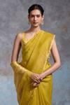 Buy Dressfolk Yellow Organza Zari Vaishali Pre-draped Saree With Unstitched Blouse Piece Online at Aza Fashions Buy_Dressfolk_Yellow Organza Zari Vaishali Pre-draped Saree With Unstitched Blouse Piece_Online_at_Aza_Fashions