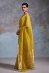 Shop Dressfolk Yellow Organza Zari Vaishali Pre-draped Saree With Unstitched Blouse Piece Online at Aza Fashions Shop_Dressfolk_Yellow Organza Zari Vaishali Pre-draped Saree With Unstitched Blouse Piece_Online_at_Aza_Fashions
