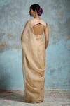 Shop_Dressfolk_Gold Tissue Yamini Pre-draped Saree With Unstitched Blouse Piece _at_Aza_Fashions