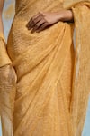 Dressfolk_Yellow Tissue Zari Priti Pre-draped Saree With Unstitched Blouse Piece _Online_at_Aza_Fashions
