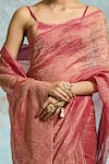 Dressfolk_Pink Tissue Zari Jhalak Pre-draped Saree With Unstitched Blouse Piece _Online_at_Aza_Fashions