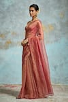 Shop_Dressfolk_Pink Tissue Zari Jhalak Pre-draped Saree With Unstitched Blouse Piece _Online_at_Aza_Fashions