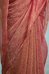 Dressfolk_Pink Tissue Zari Jhalak Pre-draped Saree With Unstitched Blouse Piece _at_Aza_Fashions