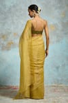 Shop_Dressfolk_Lime Tissue Beads Aaira Pre-draped Saree With Unstitched Blouse Piece _at_Aza_Fashions