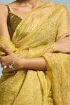 Buy_Dressfolk_Lime Tissue Beads Aaira Pre-draped Saree With Unstitched Blouse Piece _Online_at_Aza_Fashions