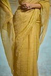 Dressfolk_Lime Tissue Beads Aaira Pre-draped Saree With Unstitched Blouse Piece _at_Aza_Fashions