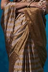 Buy_Dressfolk_Gold Tissue Beads Shabeena Pre-draped Saree With Unstitched Blouse Piece _Online_at_Aza_Fashions