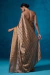 Shop_Dressfolk_Gold Tissue Beads Shabeena Pre-draped Saree With Unstitched Blouse Piece _at_Aza_Fashions