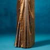 Dressfolk_Gold Tissue Isha Pre-draped Saree With Unstitched Blouse Piece _Online_at_Aza_Fashions