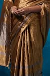 Dressfolk_Gold Tissue Isha Pre-draped Saree With Unstitched Blouse Piece _at_Aza_Fashions