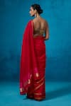 Shop_Dressfolk_Red Chanderi Zari Surkh Pre-draped Saree With Unstitched Blouse Piece _at_Aza_Fashions