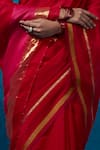 Buy_Dressfolk_Red Chanderi Zari Surkh Pre-draped Saree With Unstitched Blouse Piece 