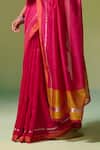 Dressfolk_Pink Chanderi Zari Fidha Pre-draped Saree With Unstitched Blouse Piece _Online_at_Aza_Fashions