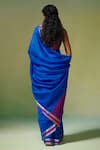 Shop_Dressfolk_Blue Chanderi Zari Khwaabida Pre-draped Saree With Unstitched Blouse Piece _at_Aza_Fashions